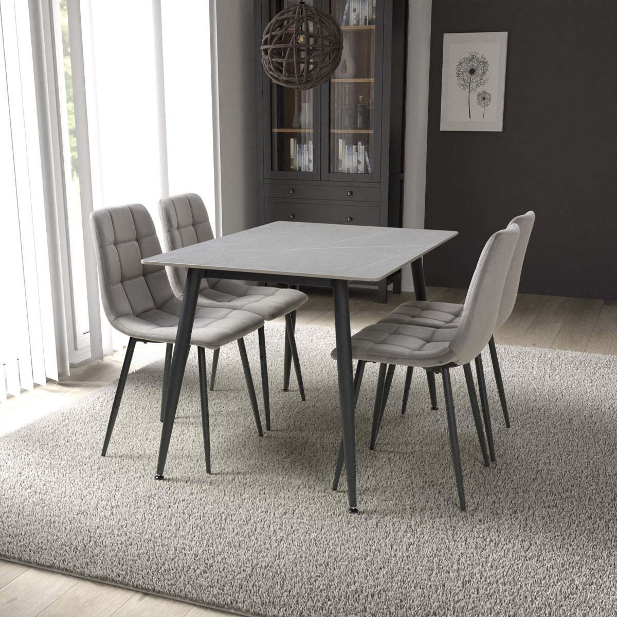Ceramic Dining Table for 4 People 120cm Wide Rectangular - Monaco