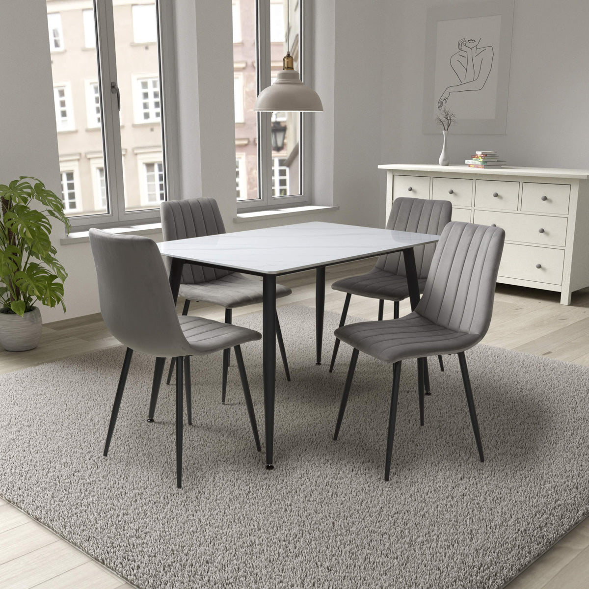 Ceramic Dining Table for 4 People 120cm Wide Rectangular - Monaco