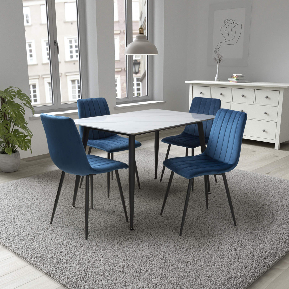 Ceramic Dining Table for 4 People 120cm Wide Rectangular - Monaco