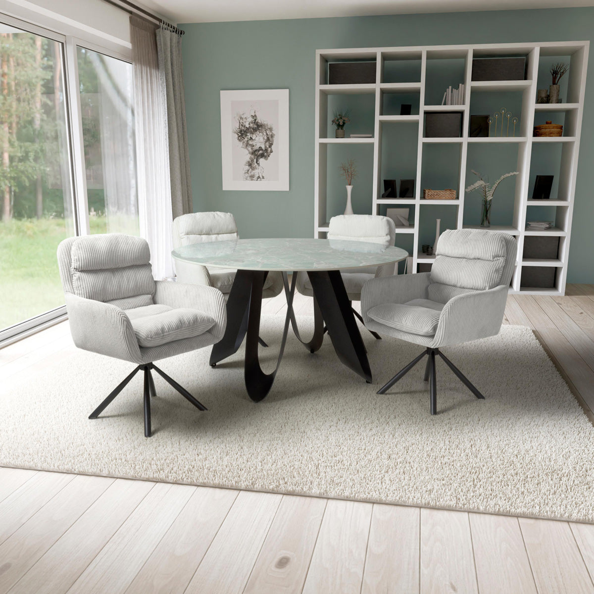 Ceramic Dining Table for 4 People Round - Osaka