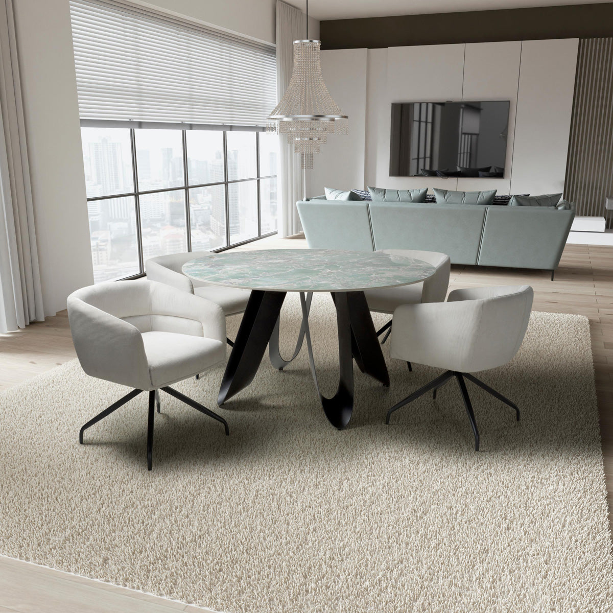 Ceramic Dining Table for 4 People Round - Osaka