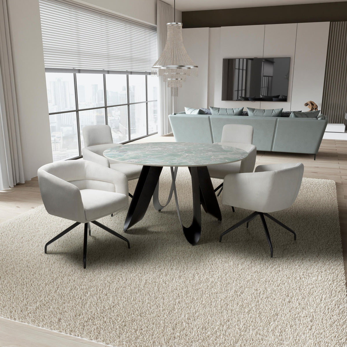 Ceramic Dining Table for 4 People Round - Osaka