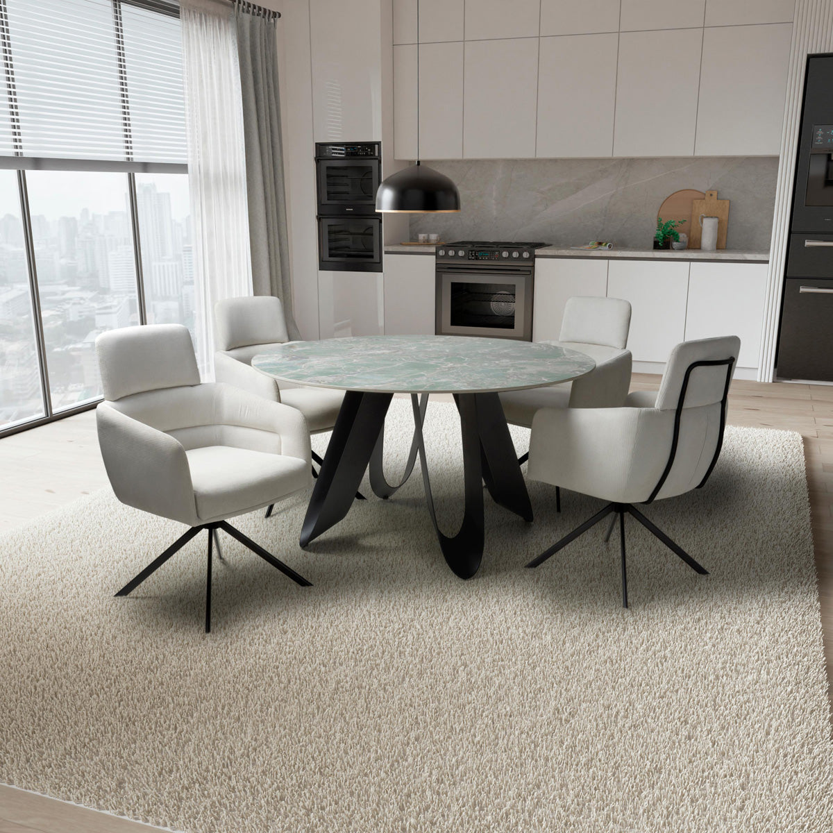 Ceramic Dining Table for 4 People Round - Osaka