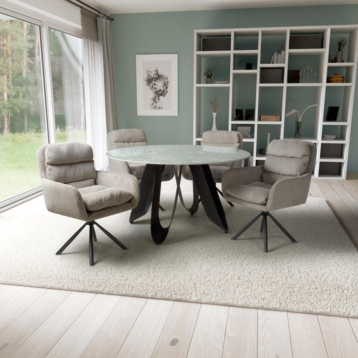 Ceramic Dining Table for 4 People Round - Osaka