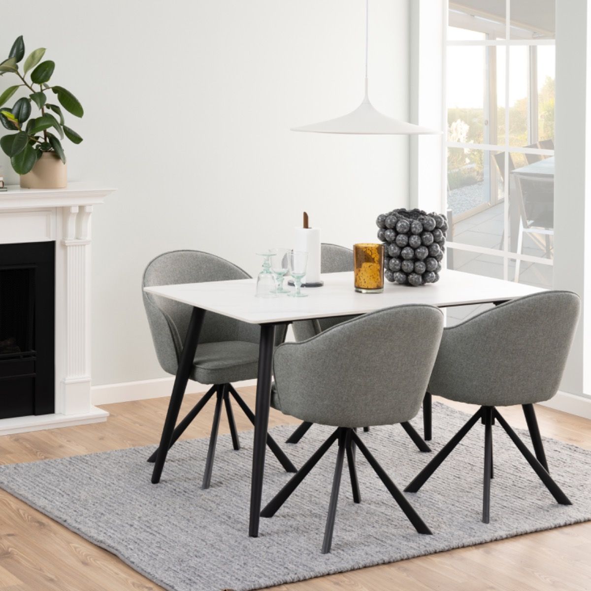 Ceramic Dining Table for 4 to 6 People Rectangular - Wicklow