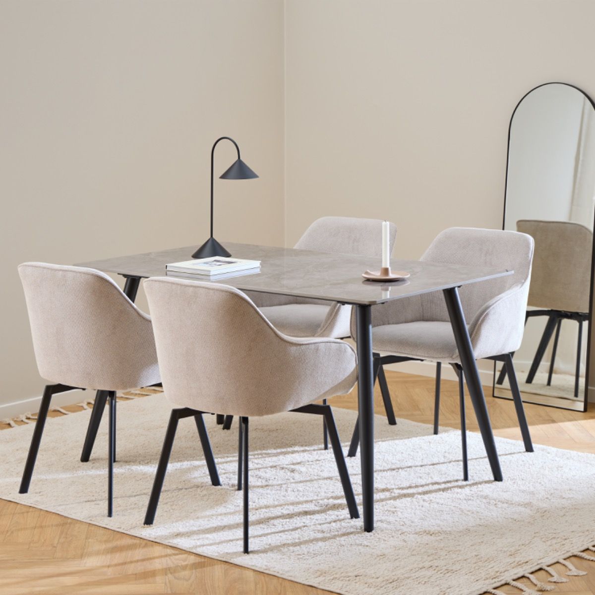 Ceramic Dining Table for 4 to 6 People Rectangular - Wicklow