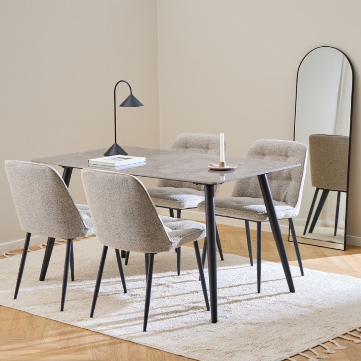 Ceramic Dining Table for 4 to 6 People Rectangular - Wicklow