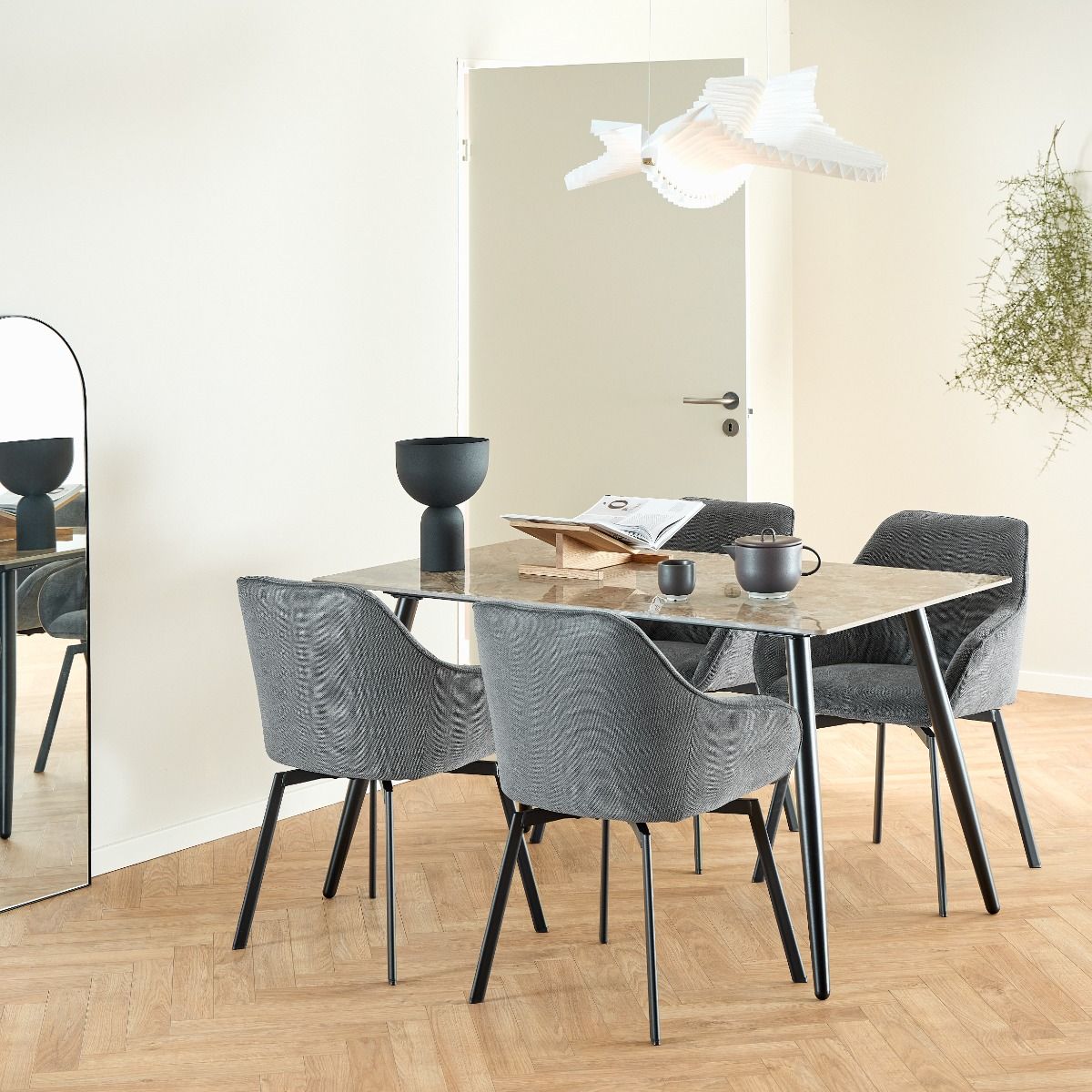 Ceramic Dining Table for 4 to 6 People Rectangular - Wicklow