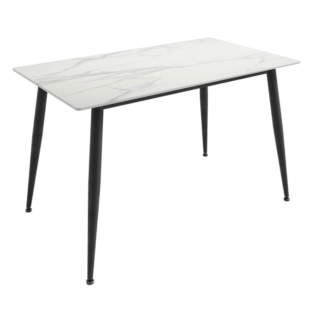 Ceramic Dining Table With 4 Fabric Dining Chairs - Luna