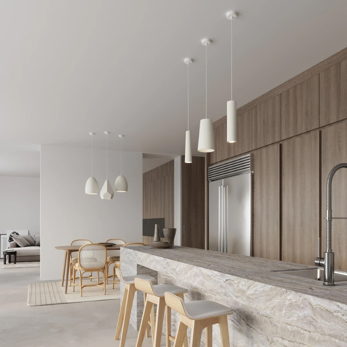 Ceramic Pendant Light With Gulcan Lamp - Cafe Au Lait