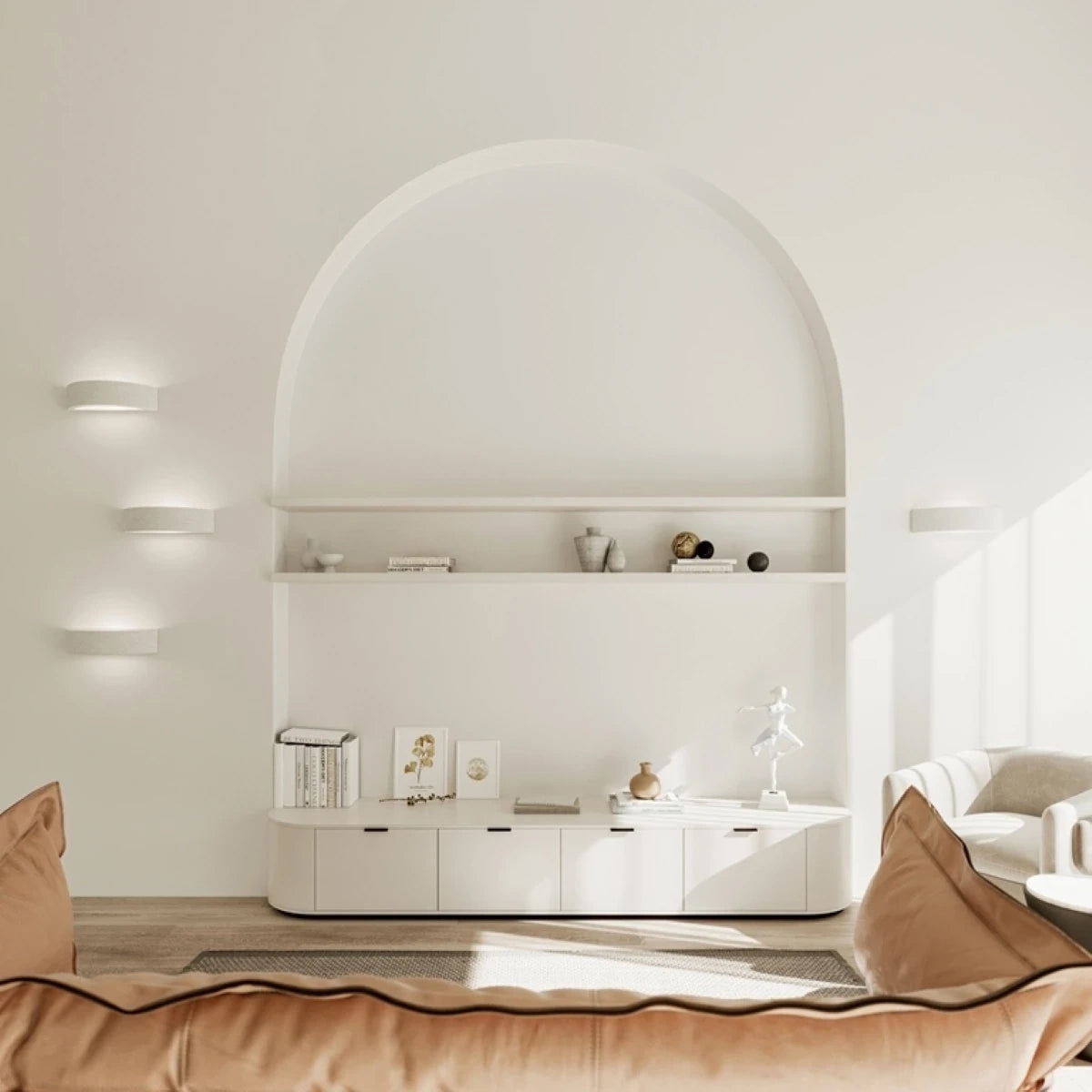 Ceramic Wall Light With Atena Glass Lamp - Cafe Au Lait