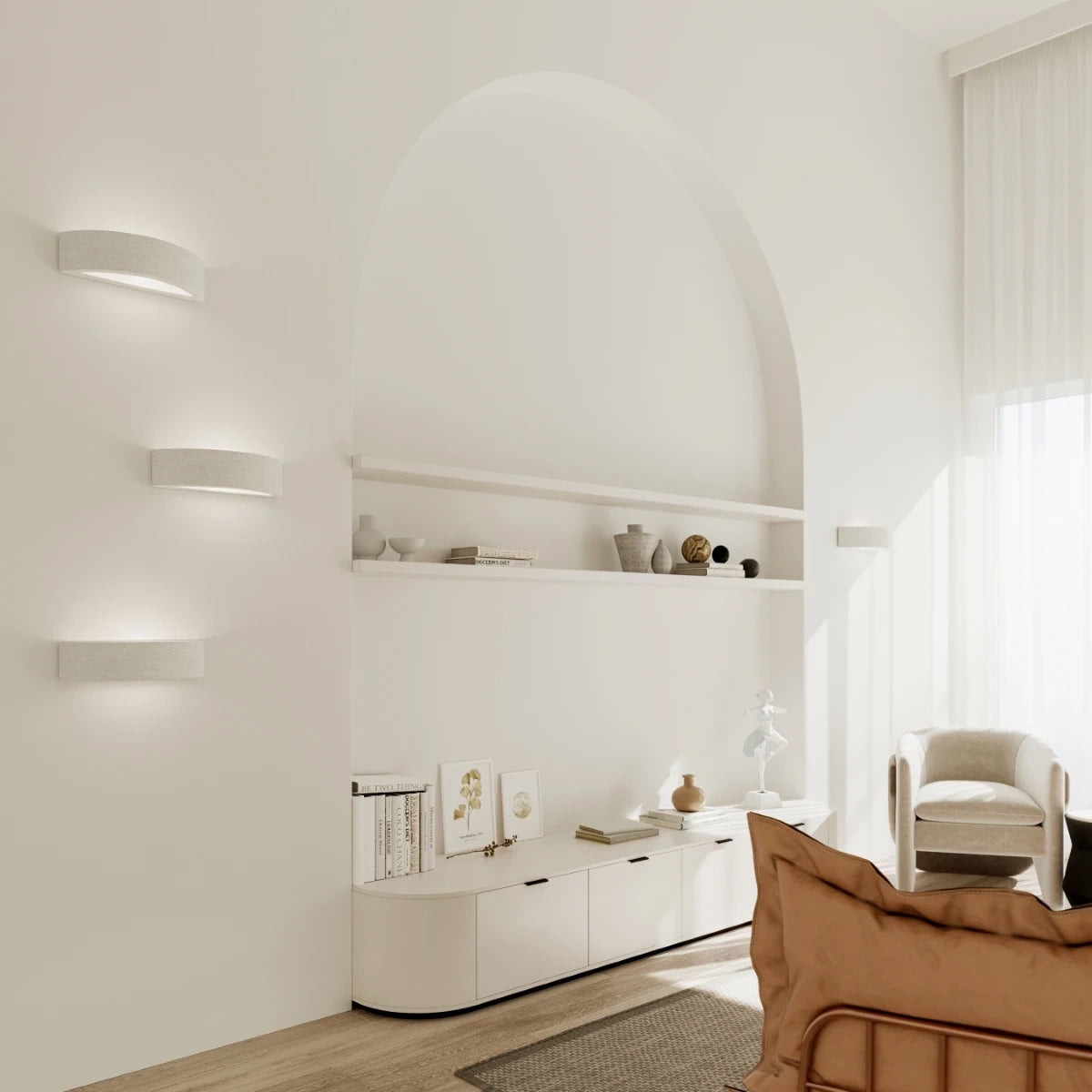 Ceramic Wall Light With Atena Glass Lamp - Cafe Au Lait