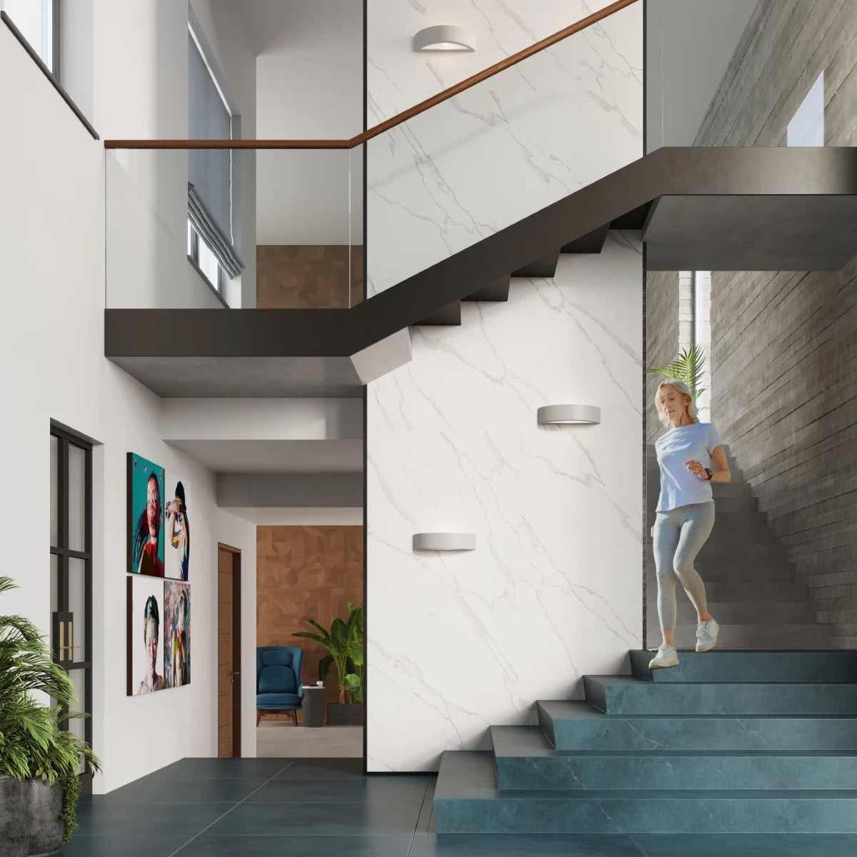 Ceramic Wall Light With Atena Lamp - Cafe Au Lait