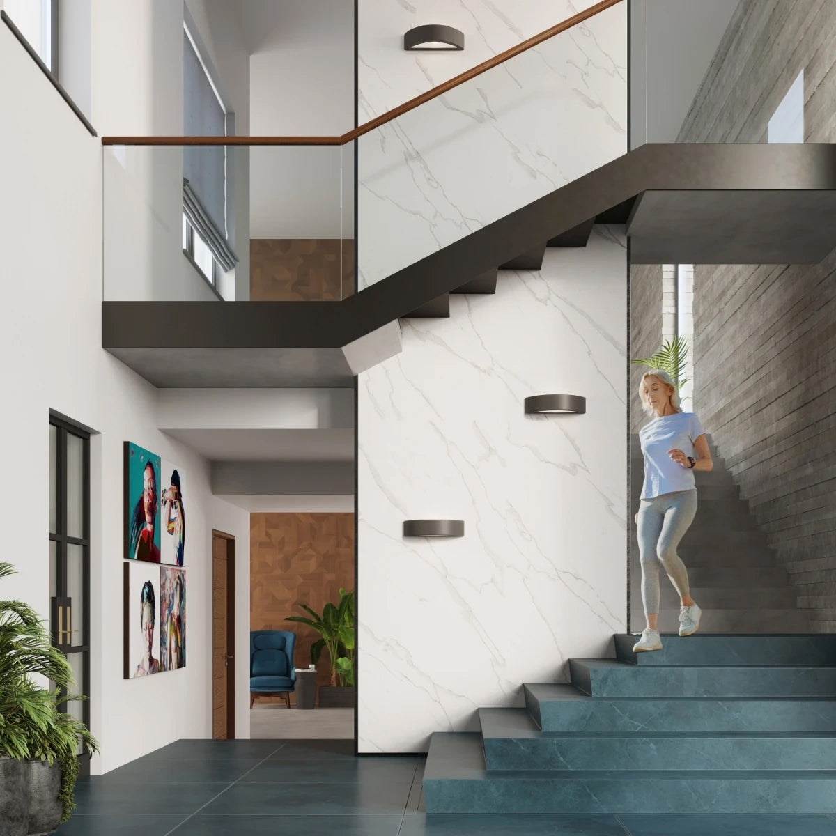 Ceramic Wall Light With Atena Lamp - Cafe Au Lait