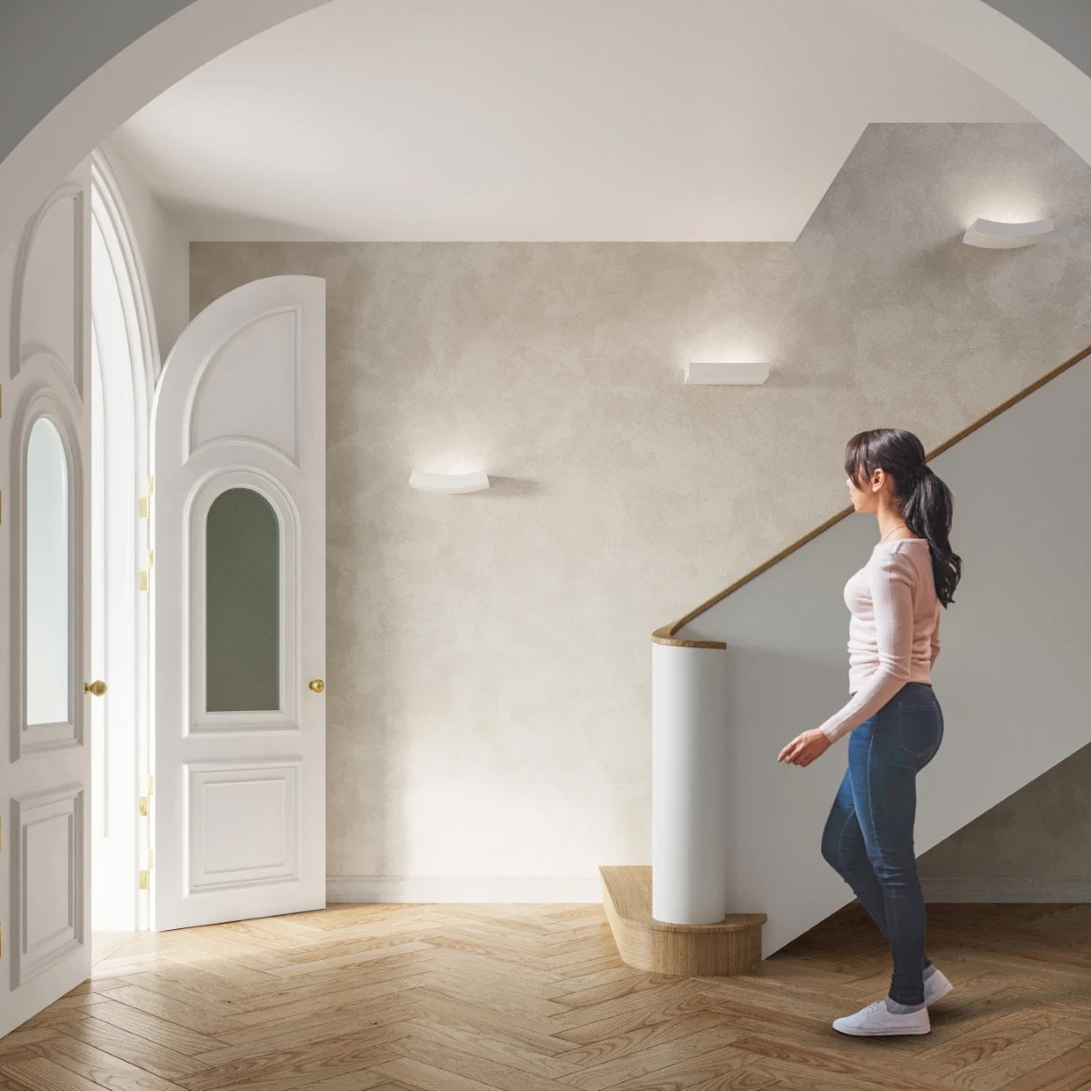 Ceramic Wall Light With Hattor Lamp - Cafe Au Lait