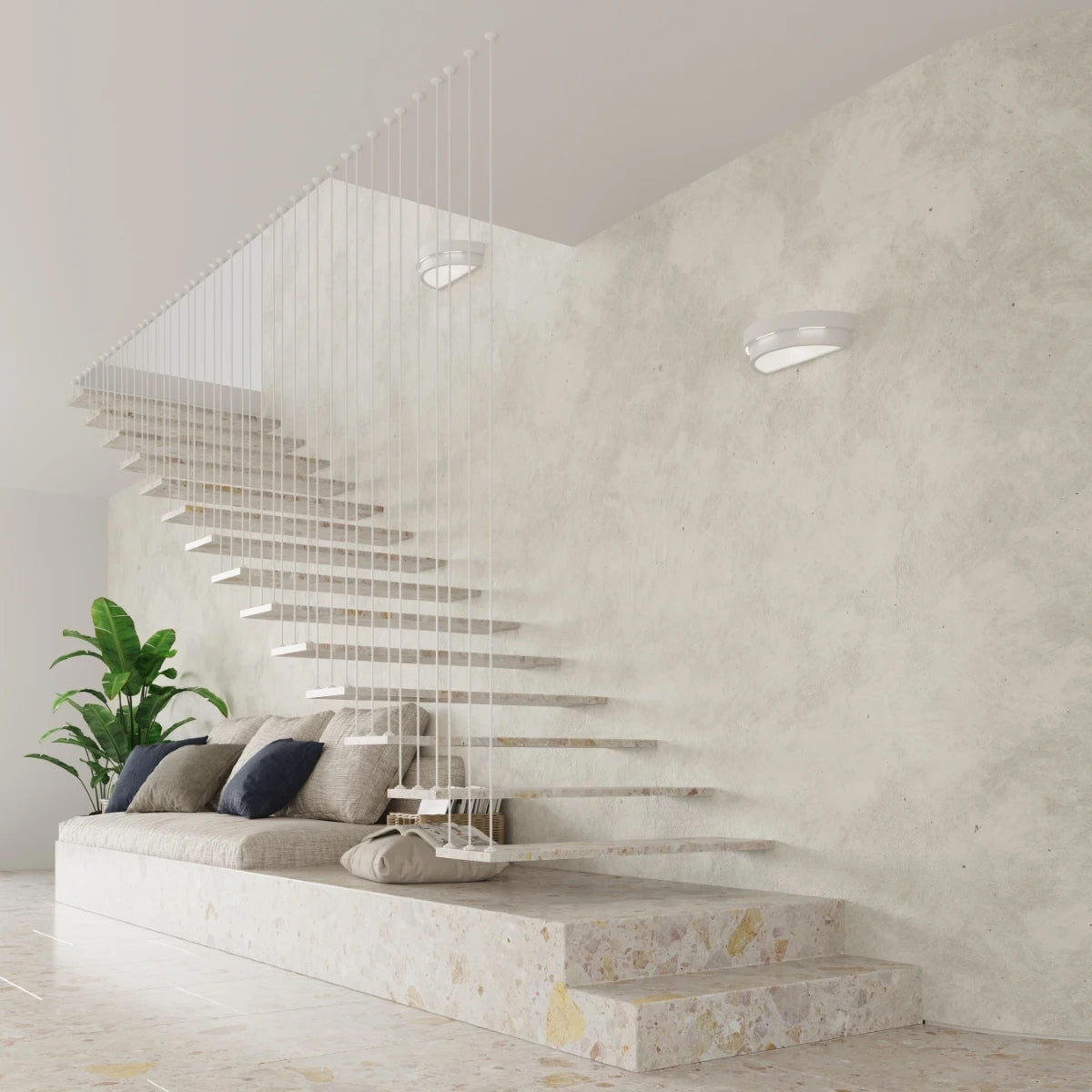 Ceramic Wall Light With Leo Glass Lamp - Cafe Au Lait