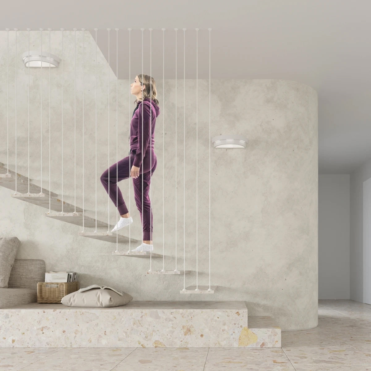 Ceramic Wall Light With Leo Glass Lamp - Cafe Au Lait