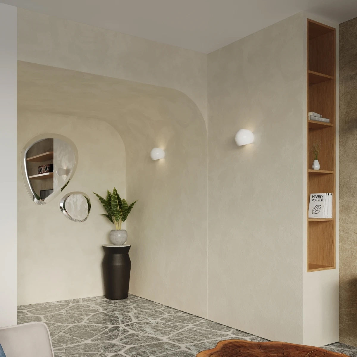 Ceramic Wall Light With High Gloss Globe Lamp - Cafe Au Lait