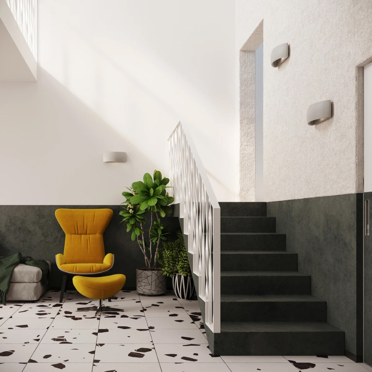 Ceramic Wall Light With Pontius Lamp - Cafe Au Lait