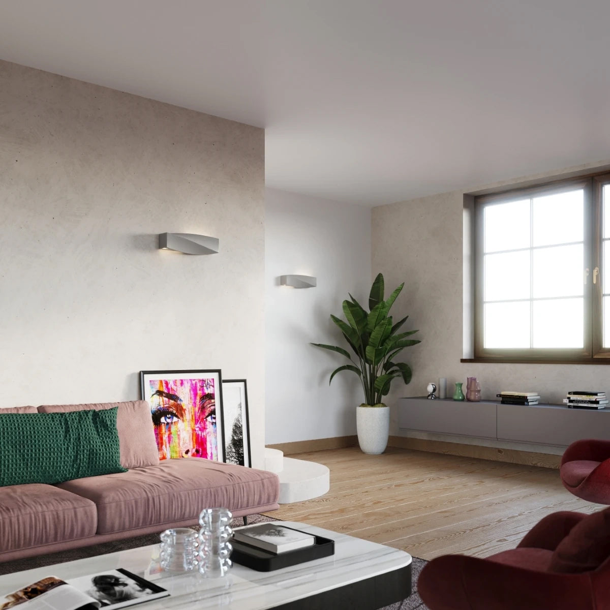 Ceramic Wall Light With Sigma Glass Lamp - Cafe Au Lait