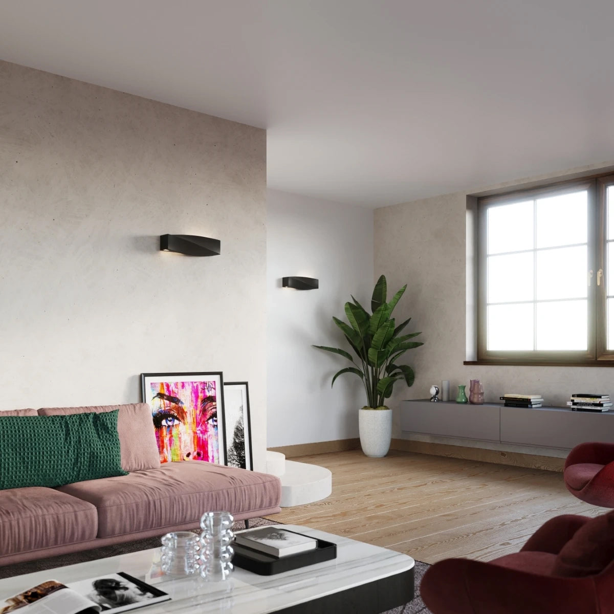 Ceramic Wall Light With Sigma Glass Lamp - Cafe Au Lait