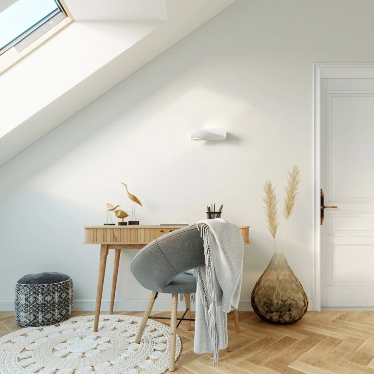 Ceramic Wall Light With Sigma Mini Glass Lamp - Cafe Au Lait