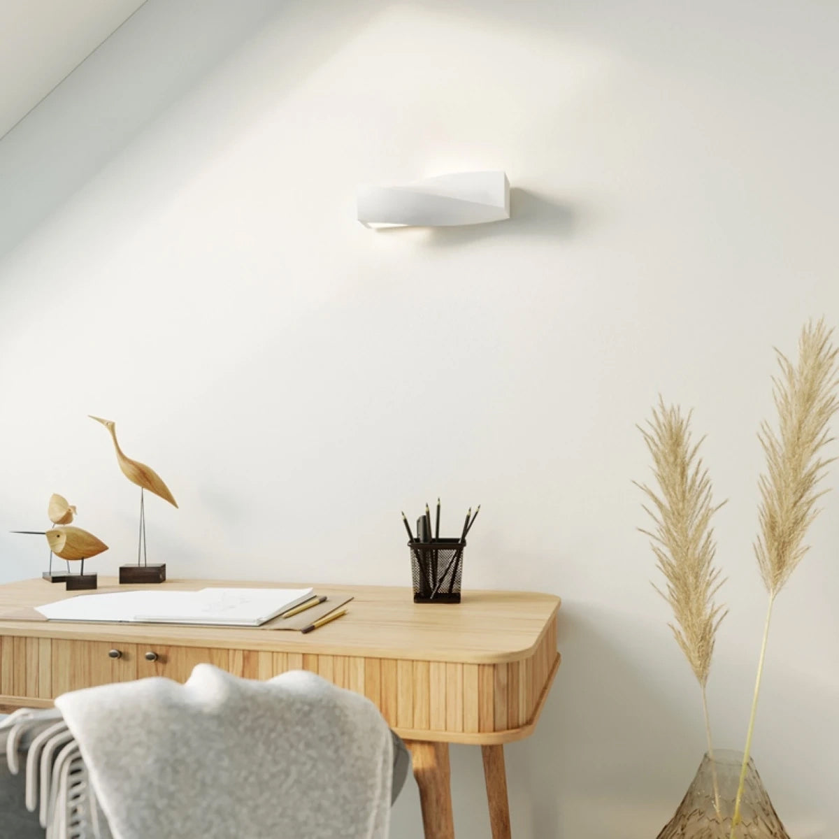 Ceramic Wall Light With Sigma Mini Glass Lamp - Cafe Au Lait