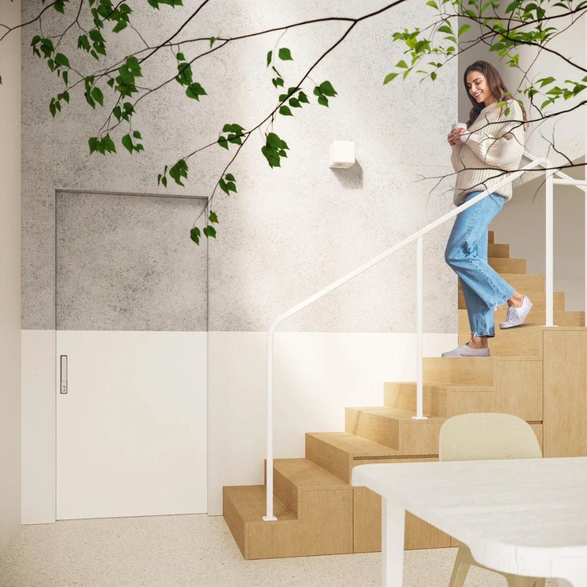 Ceramic Wall Light With Subani Glass Lamp - Cafe Au Lait