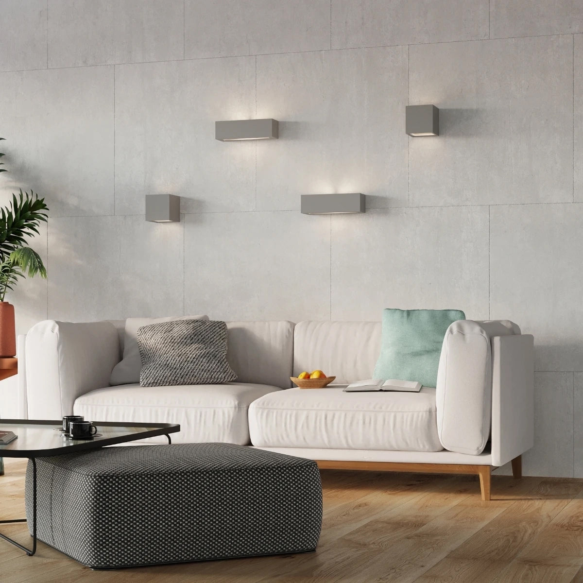 Ceramic Wall Light With Vega Glass Lamp - Cafe Au Lait