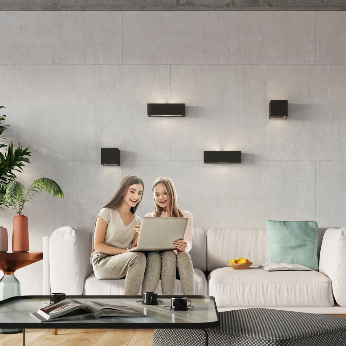 Ceramic Wall Light With Vega Glass Lamp - Cafe Au Lait