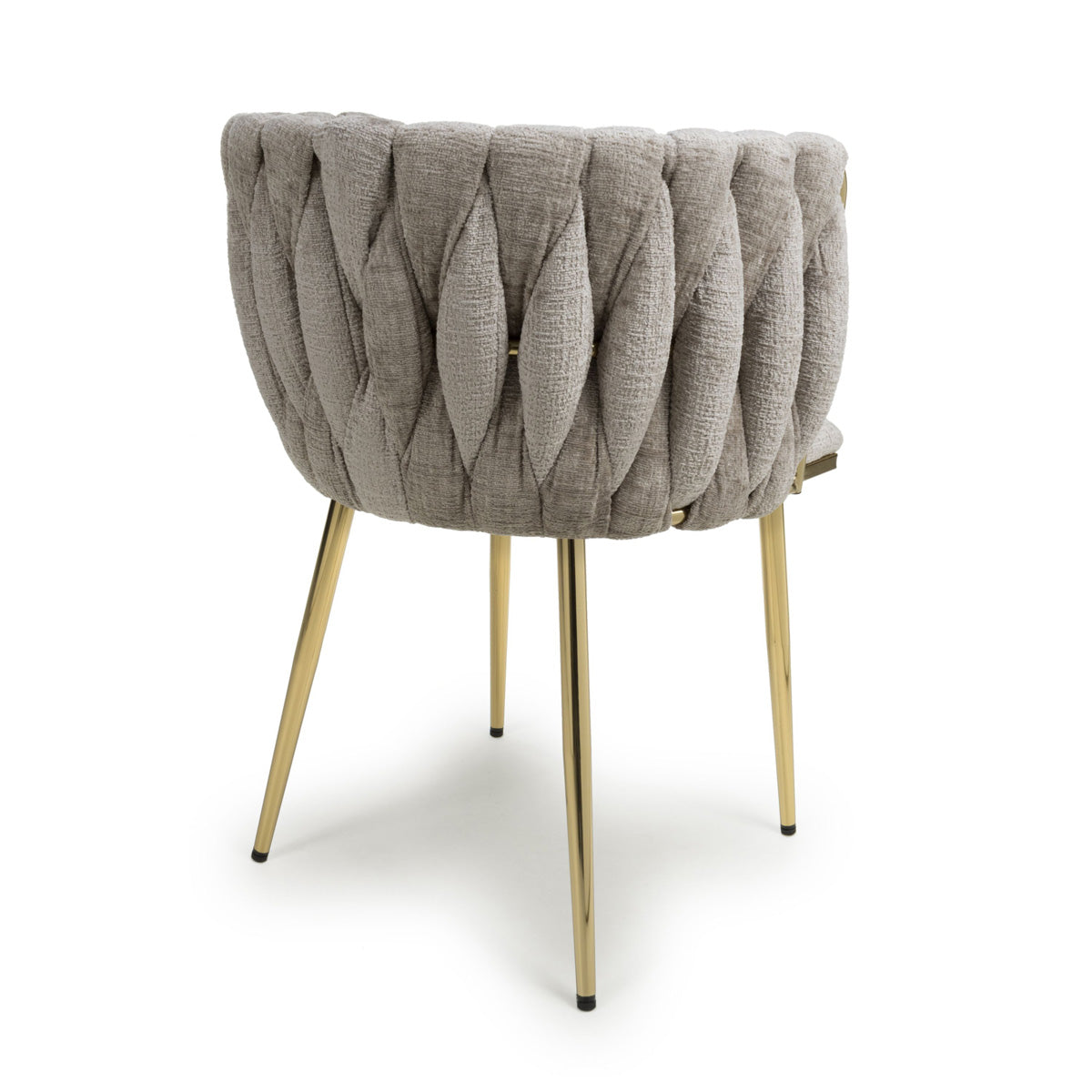 Chenille Effect Fabric Dining Chairs in Set Of 2 With Gold Metal Frame - Ontario