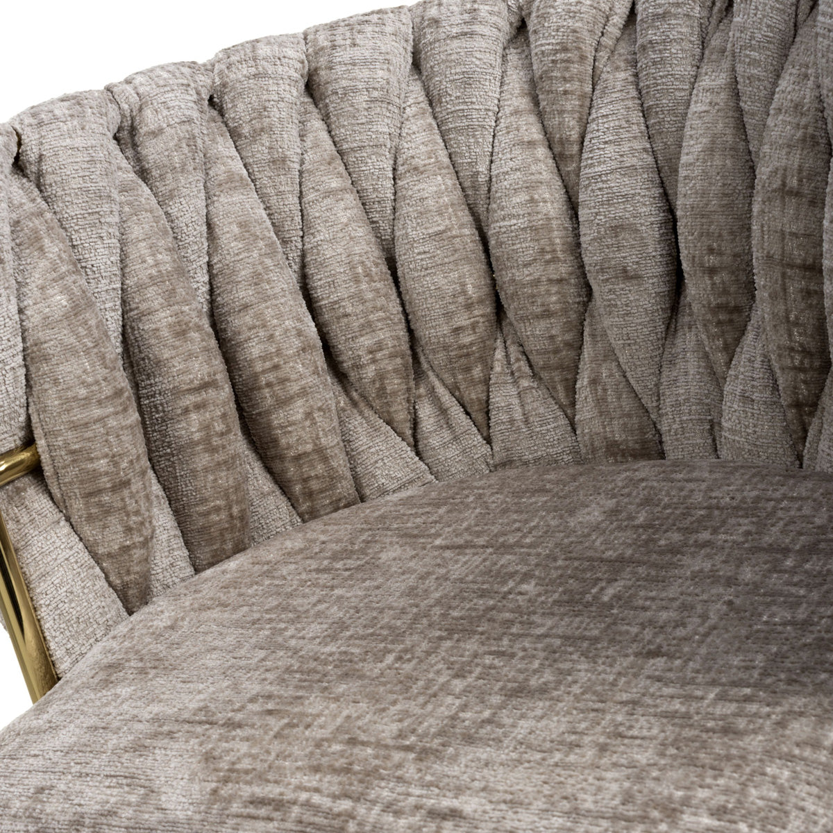 Chenille Effect Fabric Dining Chairs in Set Of 2 With Gold Metal Frame - Ontario