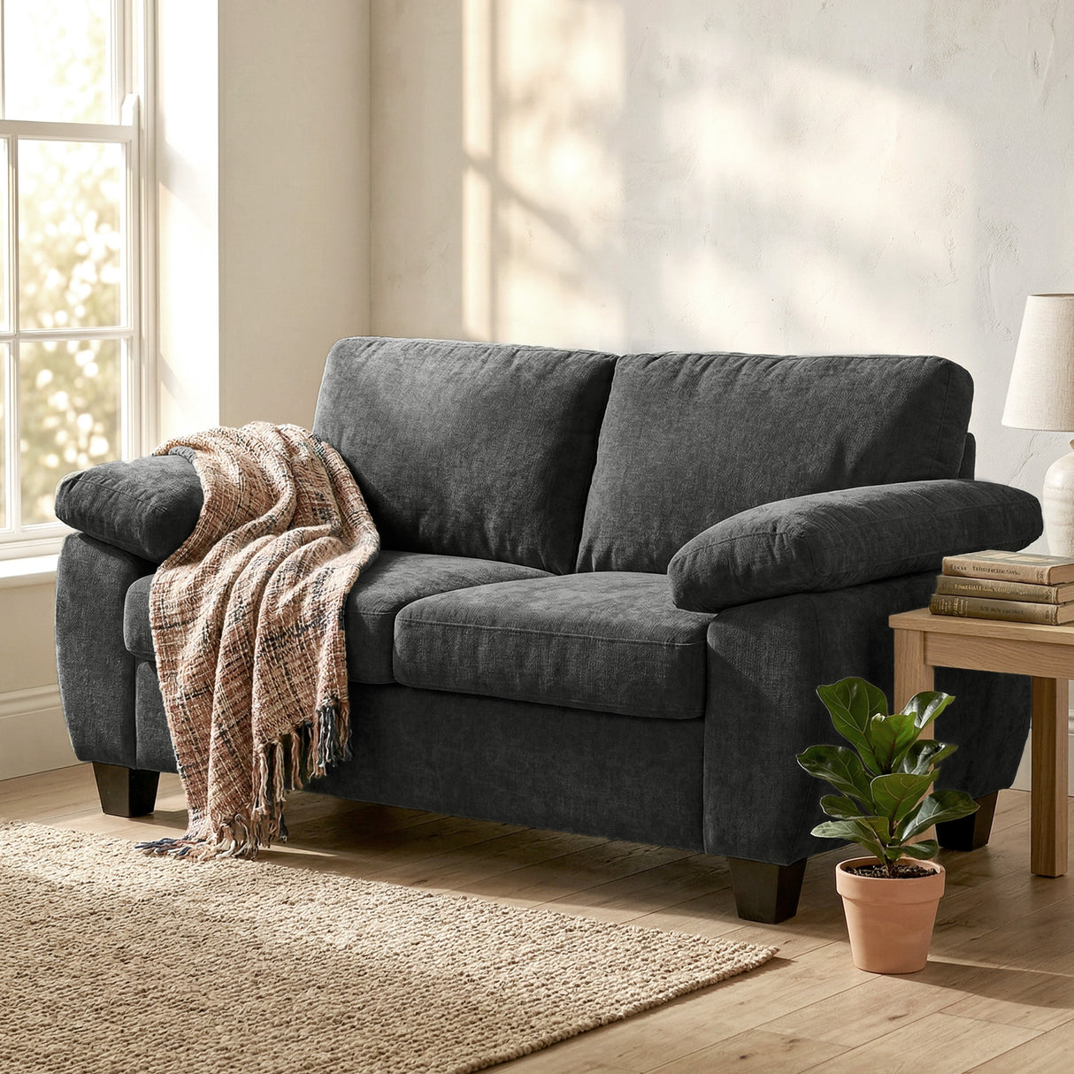 Chenille Fabric 2 Seater Sofa 156cm Wide - Velmora