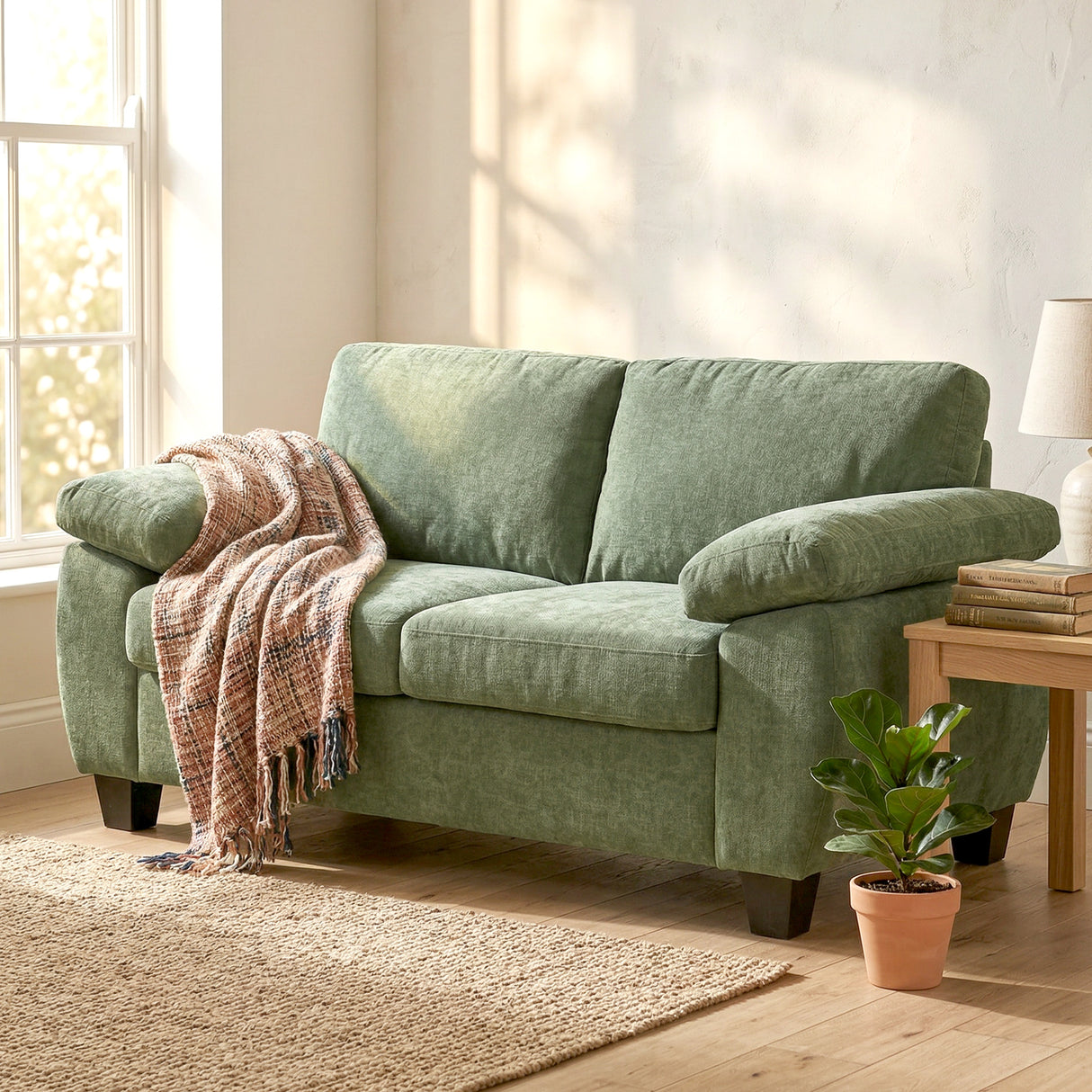 Chenille Fabric 2 Seater Sofa 156cm Wide - Velmora