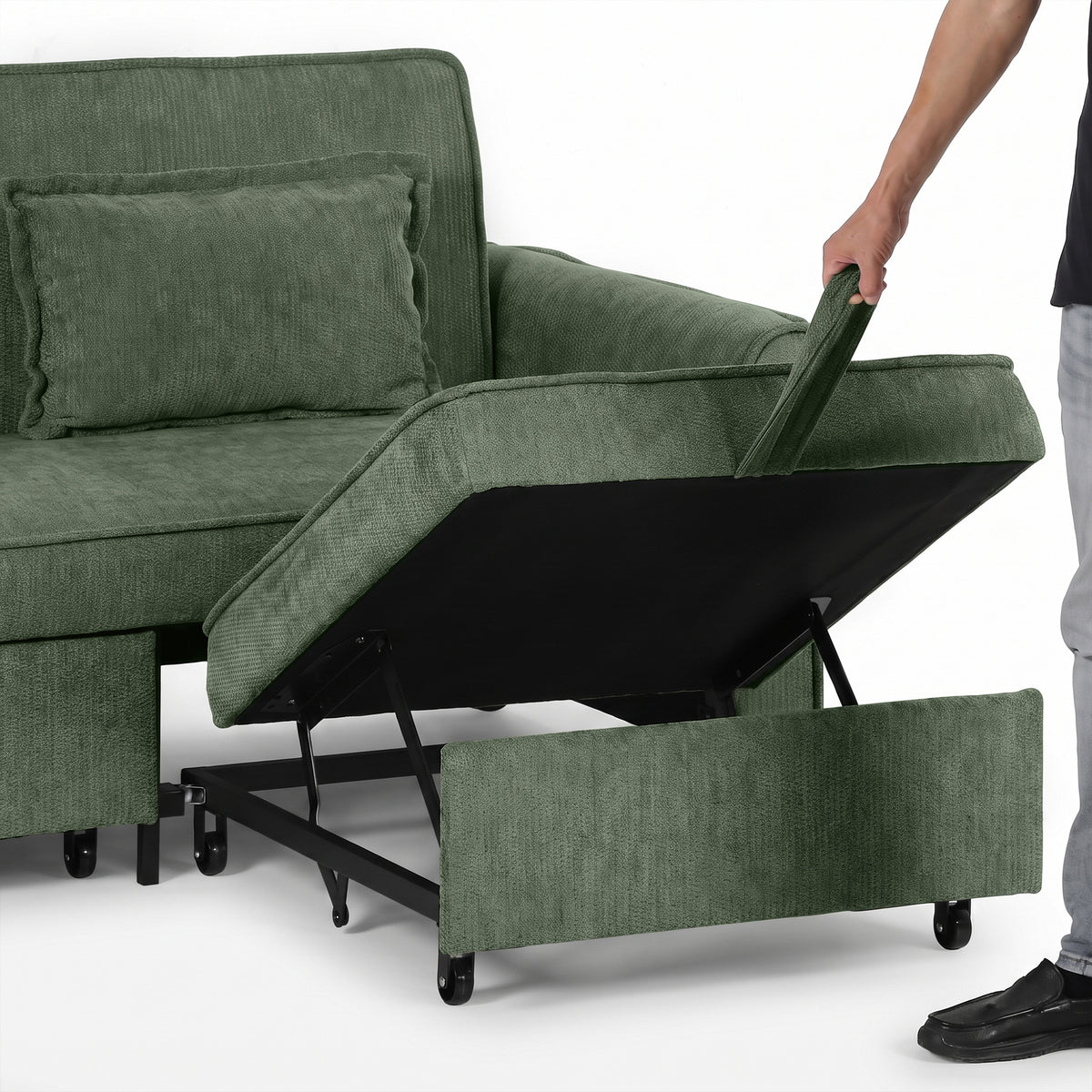 Chenille Fabric 2 Seater Sofa Bed 167cm Wide - Velmora
