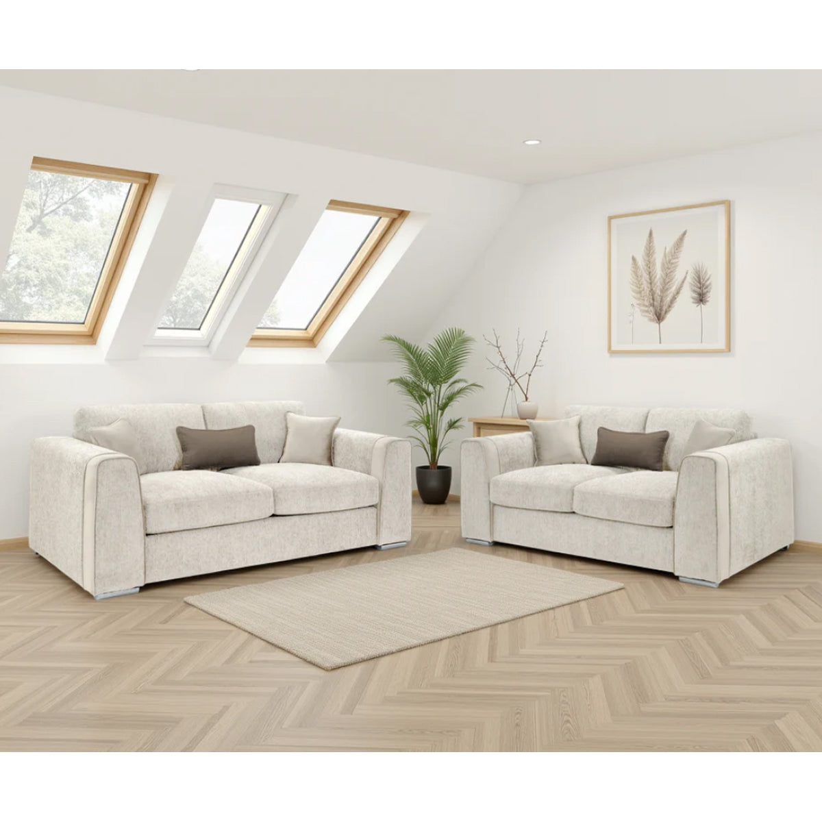 Chenille Fabric 3 + 2 Seater Sofa Set - Naples