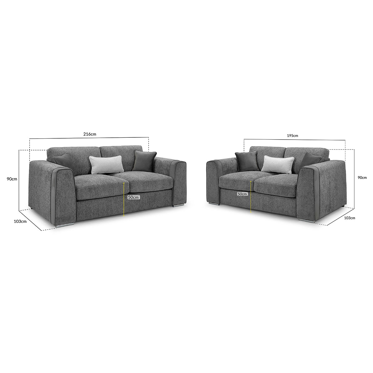 Chenille Fabric 3 + 2 Seater Sofa Set - Naples