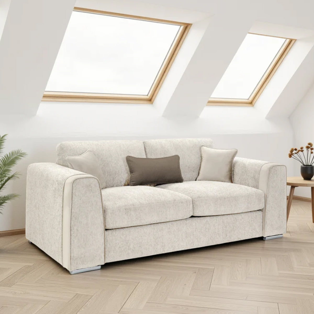 Chenille Fabric 3 Seater Sofa - Naples