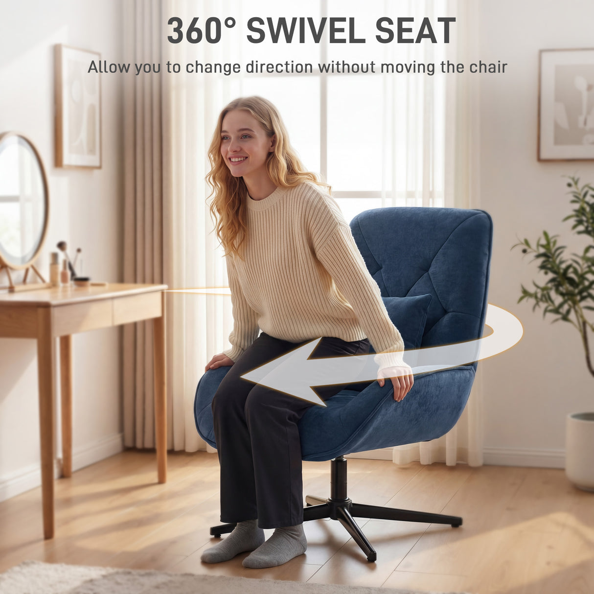 Chenille Fabric Accent Chair 72cm Wide With Lumbar Pillow - Velmora
