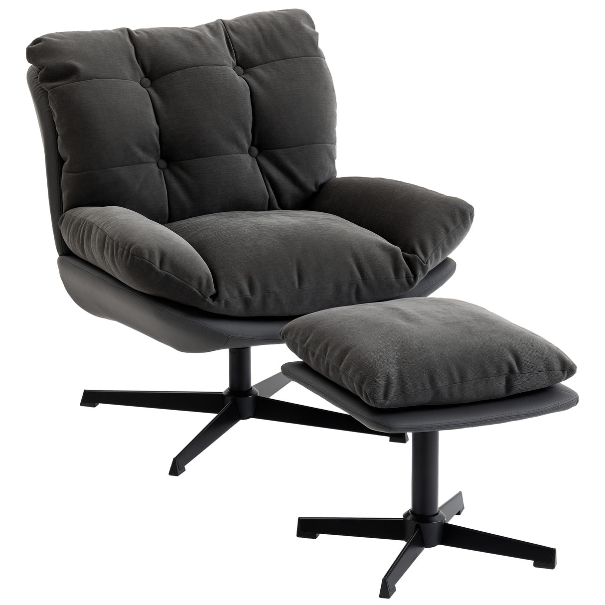 Chenille Fabric Accent Chair 80cm Wide With Footstool - Velmora