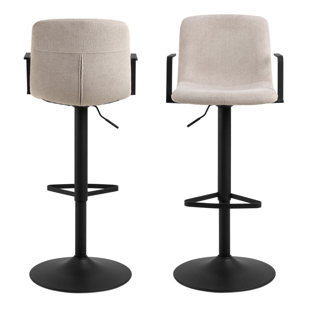 Chenille Fabric Bar Stools in Set of 2 With Swivel Function - Pablo
