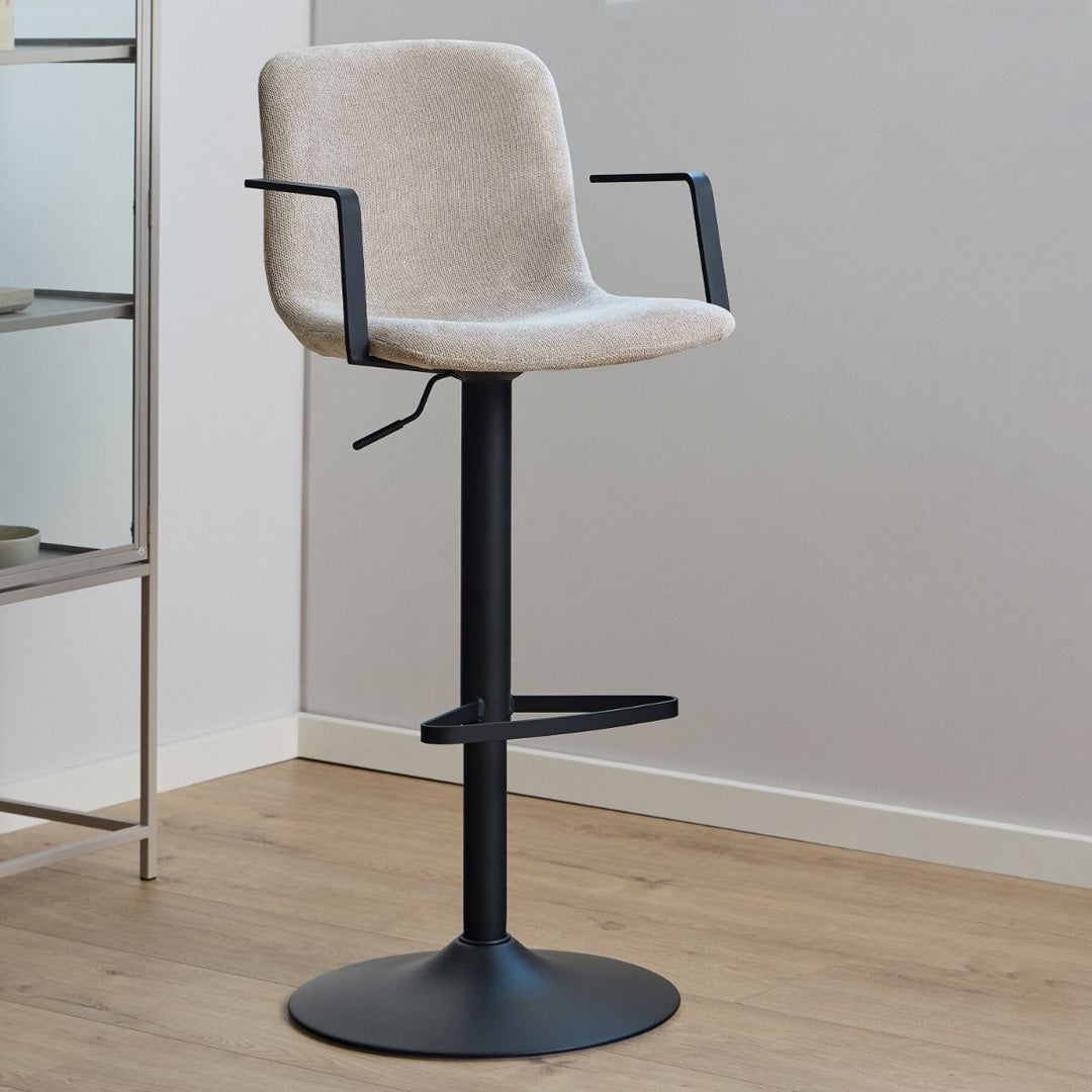 Chenille Fabric Bar Stools in Set of 2 With Swivel Function - Pablo