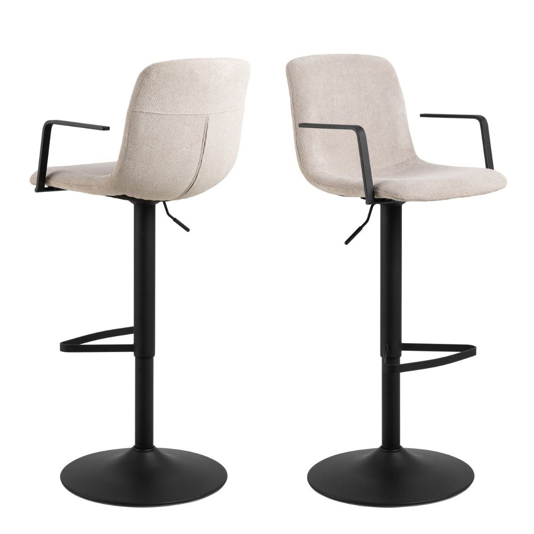 Chenille Fabric Bar Stools in Set of 2 With Swivel Function - Pablo