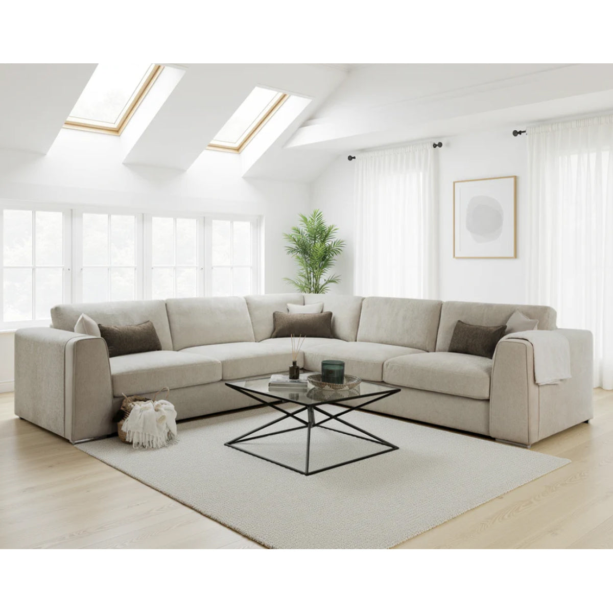 Chenille Fabric Corner Sofa Large - Naples