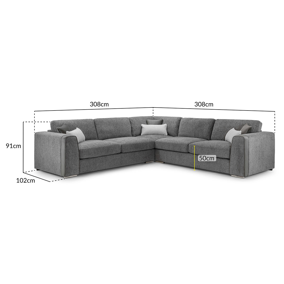 Chenille Fabric Corner Sofa Large - Naples