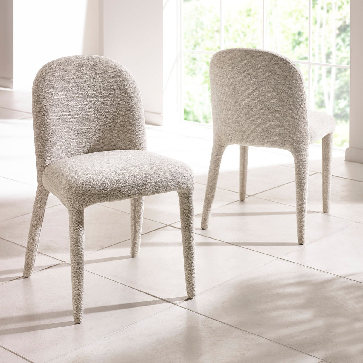 Chenille Fabric Dining Chairs in Set Of 2 - Holly