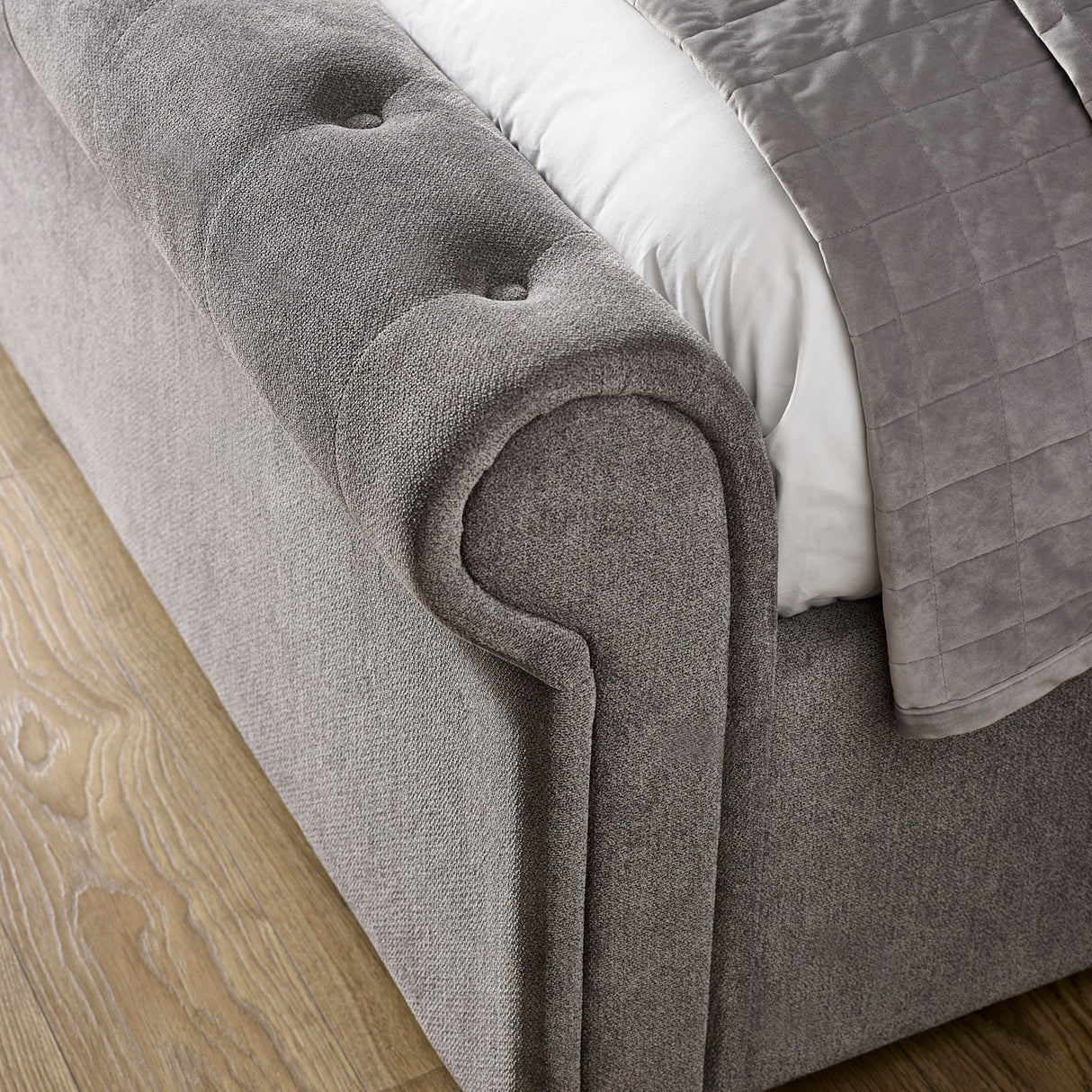 Chenille Fabric Double Bed With 2 Drawers - Ravello