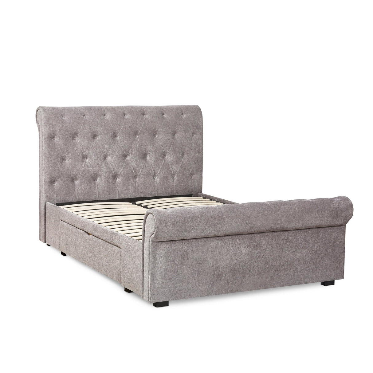 Chenille Fabric Double Bed With 2 Drawers - Ravello