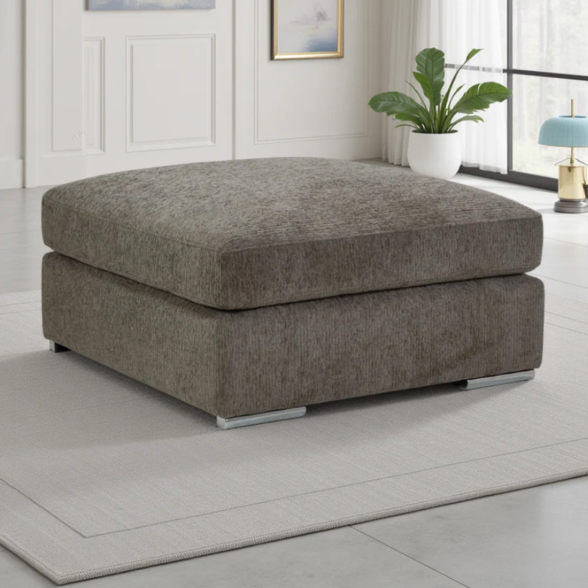 Chenille Fabric Footstool - Naples