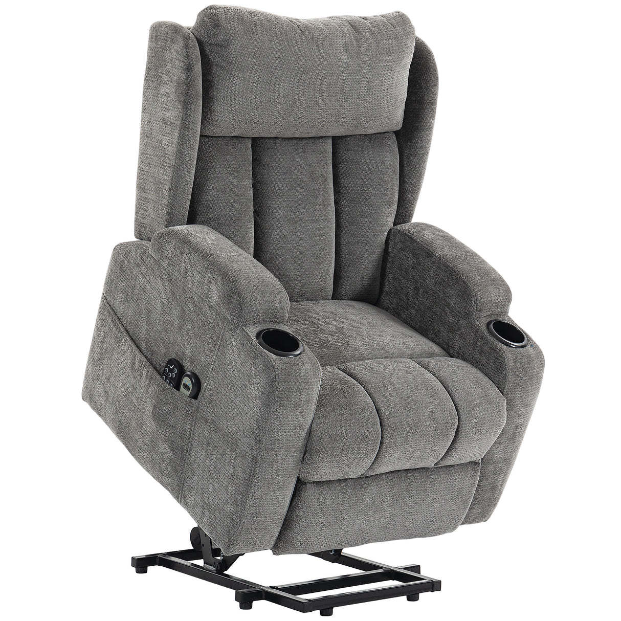 Chenille Fabric Recliner Chair 82cm Wide With Footrest - Velmora